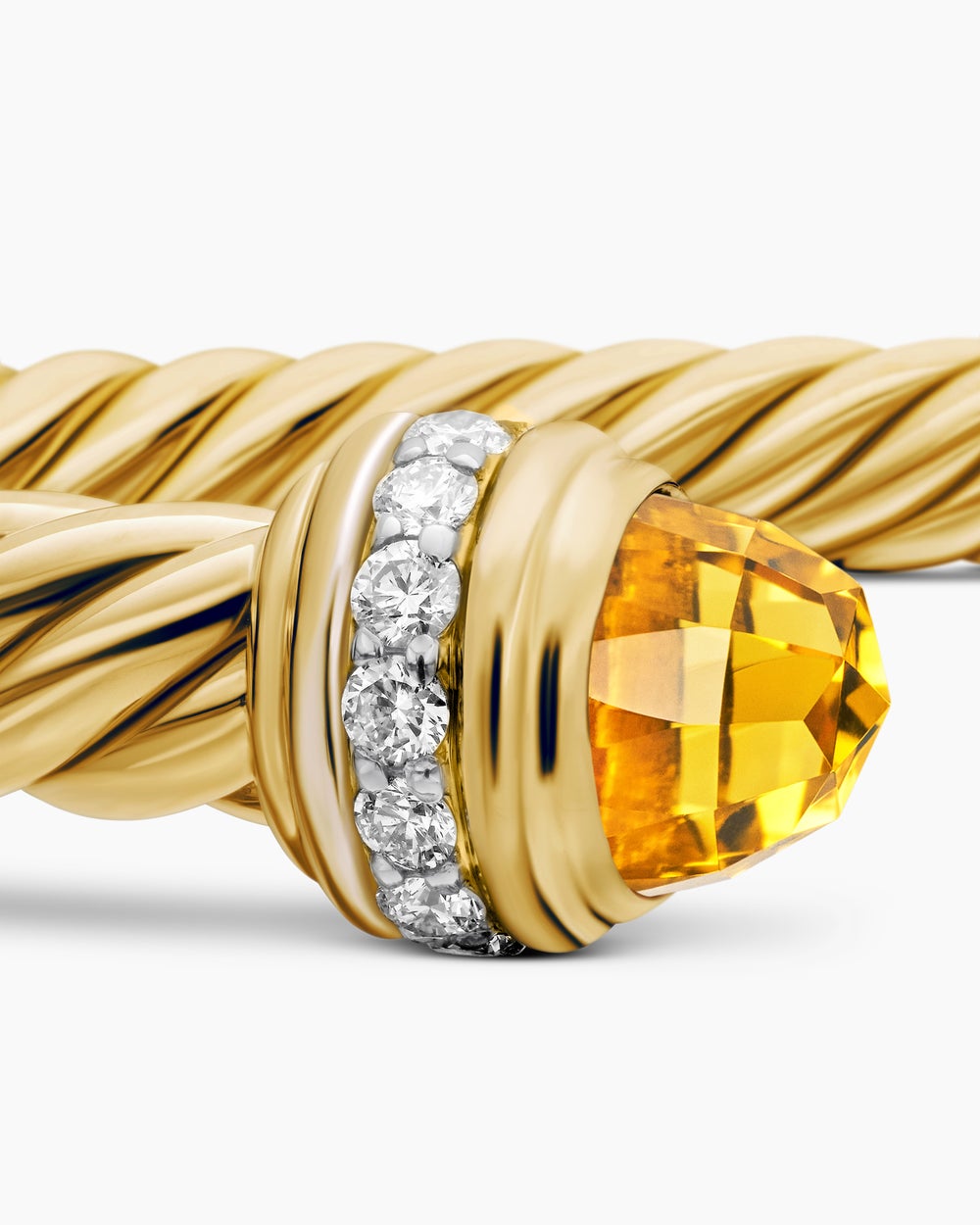 Womens Classic Cablespira Bracelet in 18K Yellow Gold with Diamonds, 5mm