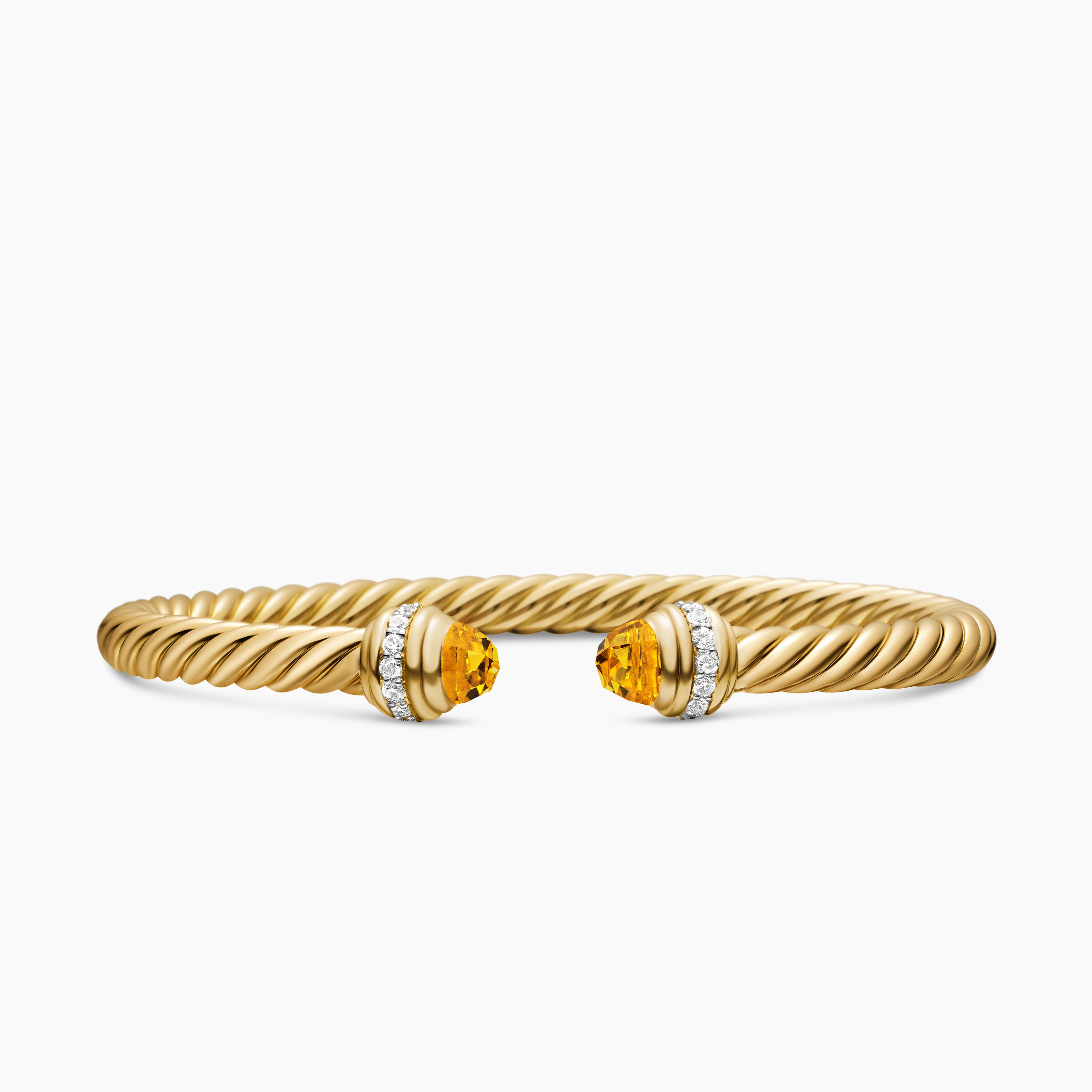 Womens Classic Cablespira Bracelet in 18K Yellow Gold with Diamonds, 5mm