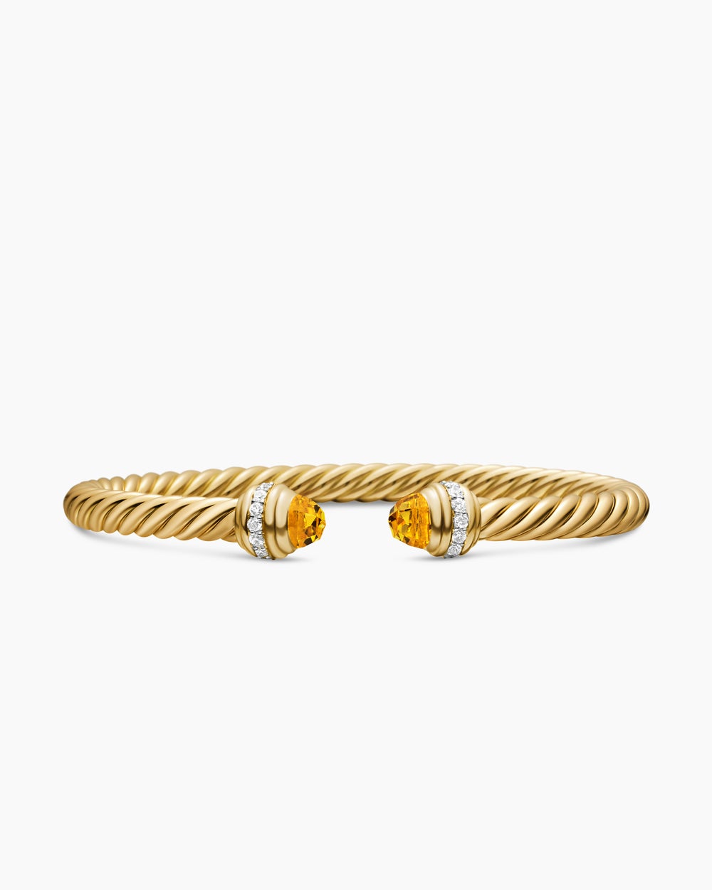 Womens Classic Cablespira Bracelet in 18K Yellow Gold with Diamonds, 5mm