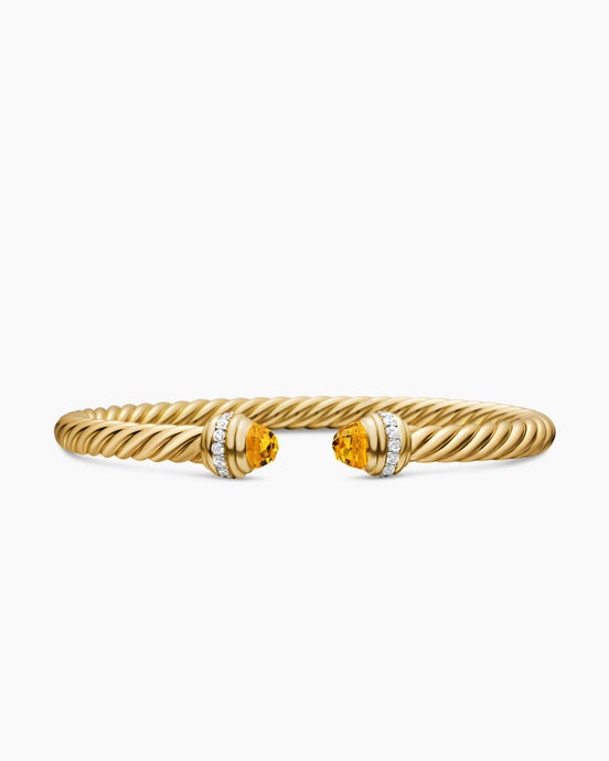 Classic Cablespira® Bracelet in 18ct Yellow Gold with Citrine and Diamonds, 5mm