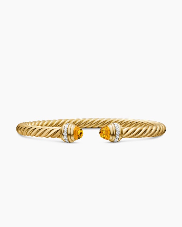 Classic Cablespira Bracelet in 18K Yellow Gold with Diamonds, 5mm