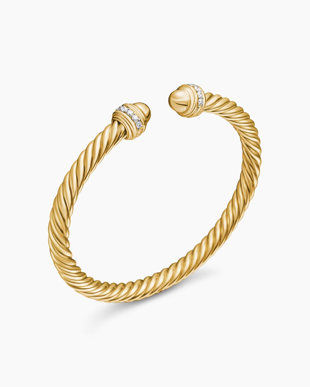 Womens Classic Cablespira Bracelet in 18K Yellow Gold with Diamonds, 5mm
