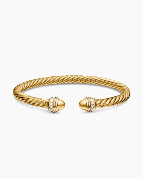Classic Cablespira Bracelet in 18K Yellow Gold with Diamonds, 5mm