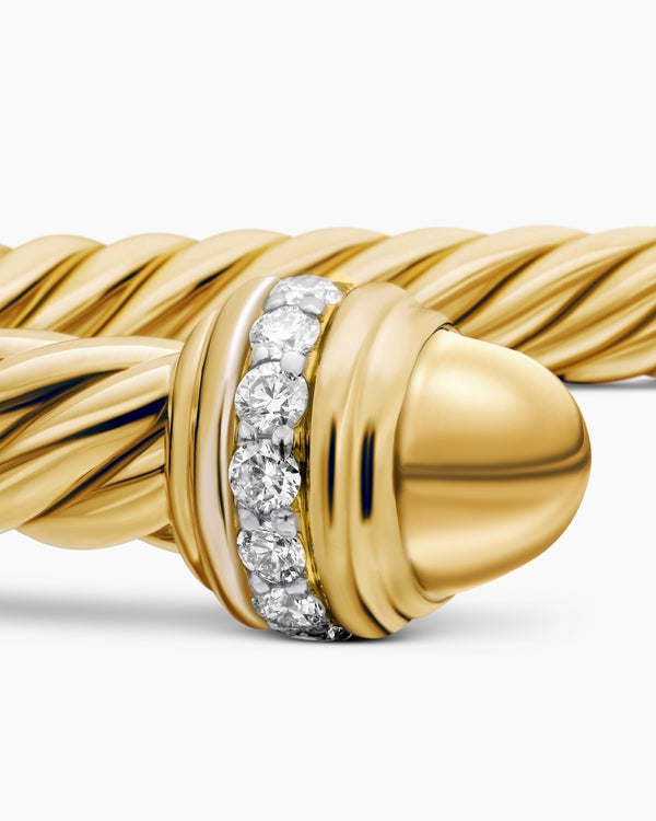 Classic Cablespira Bracelet in 18K Yellow Gold with Diamonds, 5mm