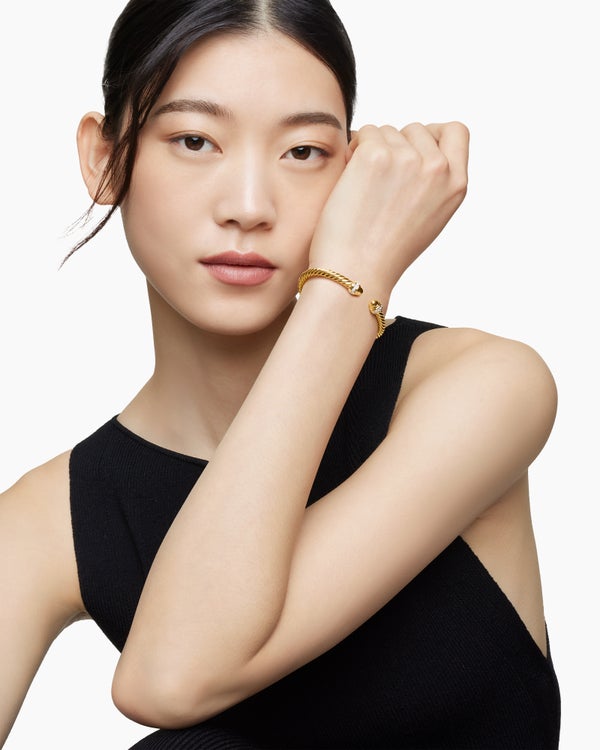 Classic Cablespira Bracelet in 18K Yellow Gold with Diamonds, 5mm