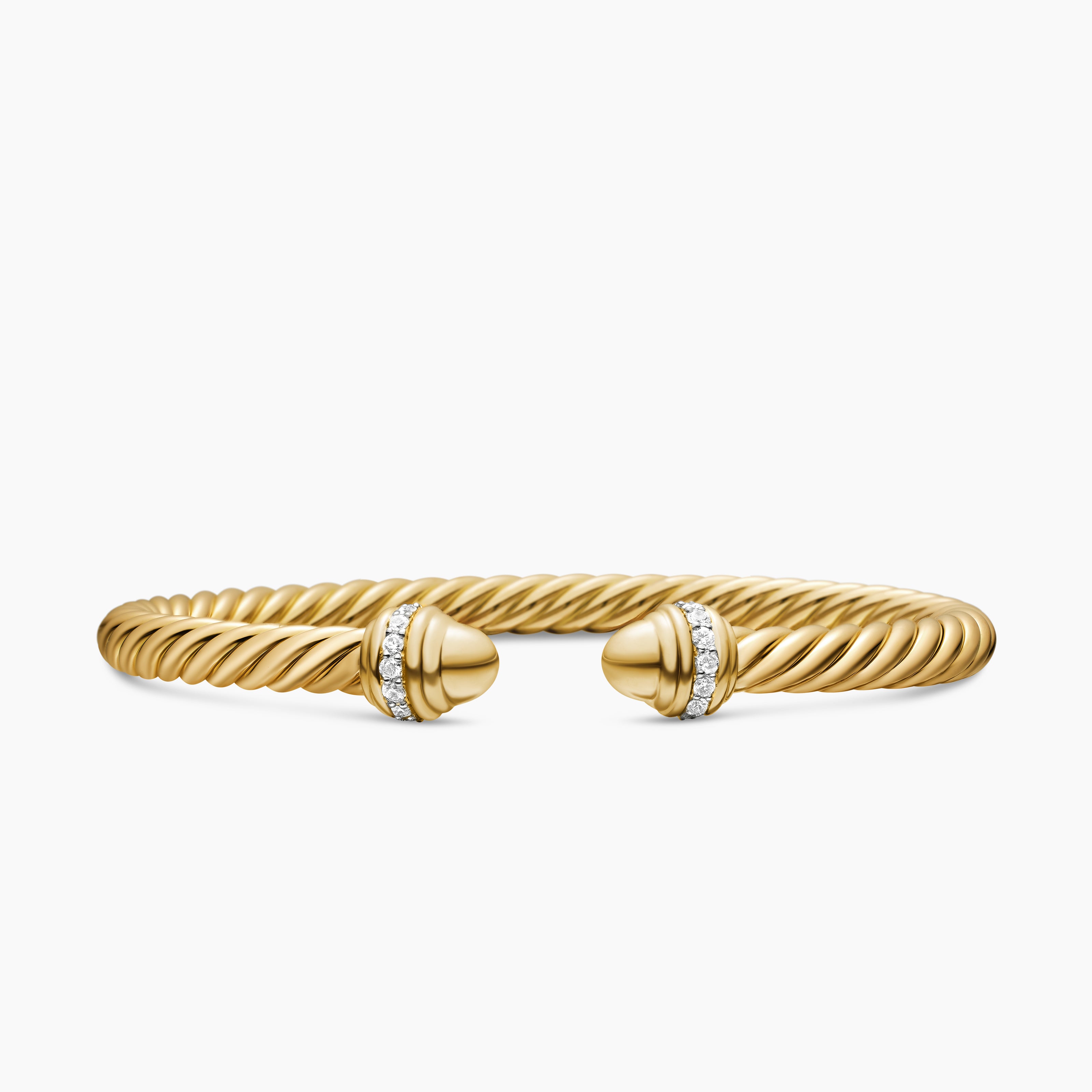 Womens Classic Cablespira Bracelet in 18K Yellow Gold with Diamonds, 5mm