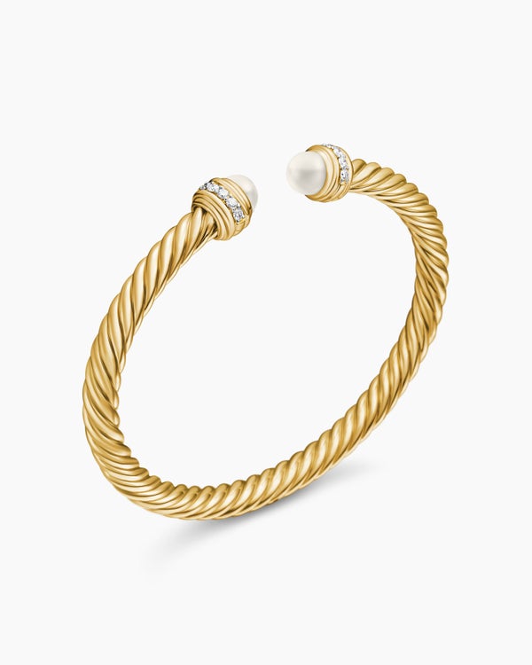 Classic Cablespira Bracelet in 18K Yellow Gold with Diamonds, 5mm