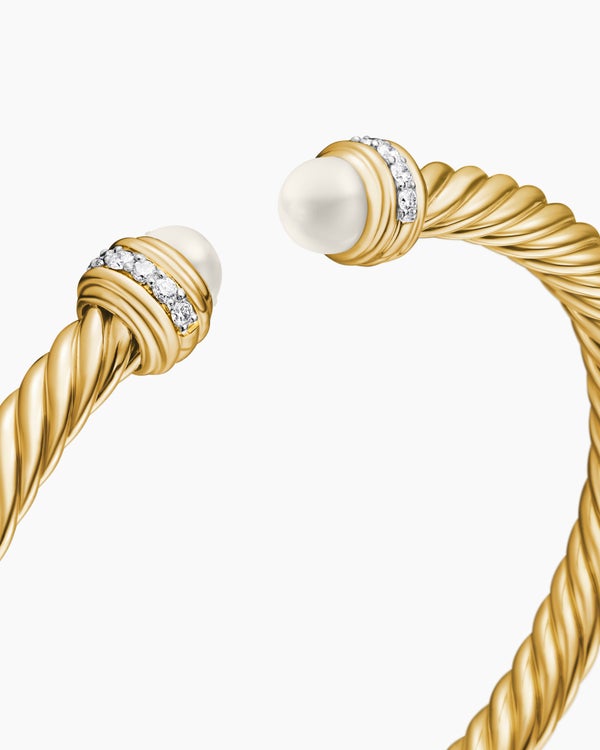 Classic Cablespira Bracelet in 18K Yellow Gold with Diamonds, 5mm
