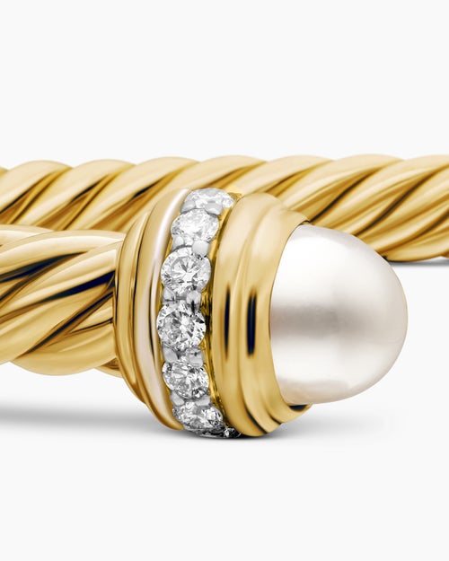 Womens Classic Cablespira Bracelet in 18K Yellow Gold with Diamonds, 5mm