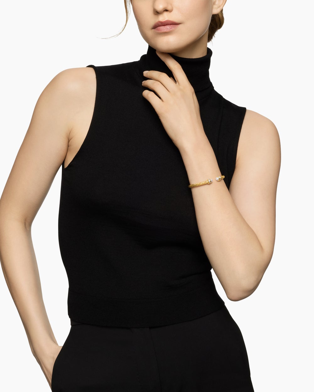 Womens Classic Cablespira Bracelet in 18K Yellow Gold with Diamonds, 5mm