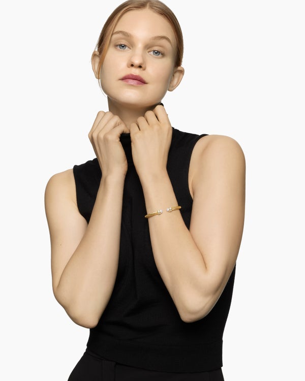 Classic Cablespira Bracelet in 18K Yellow Gold with Diamonds, 5mm