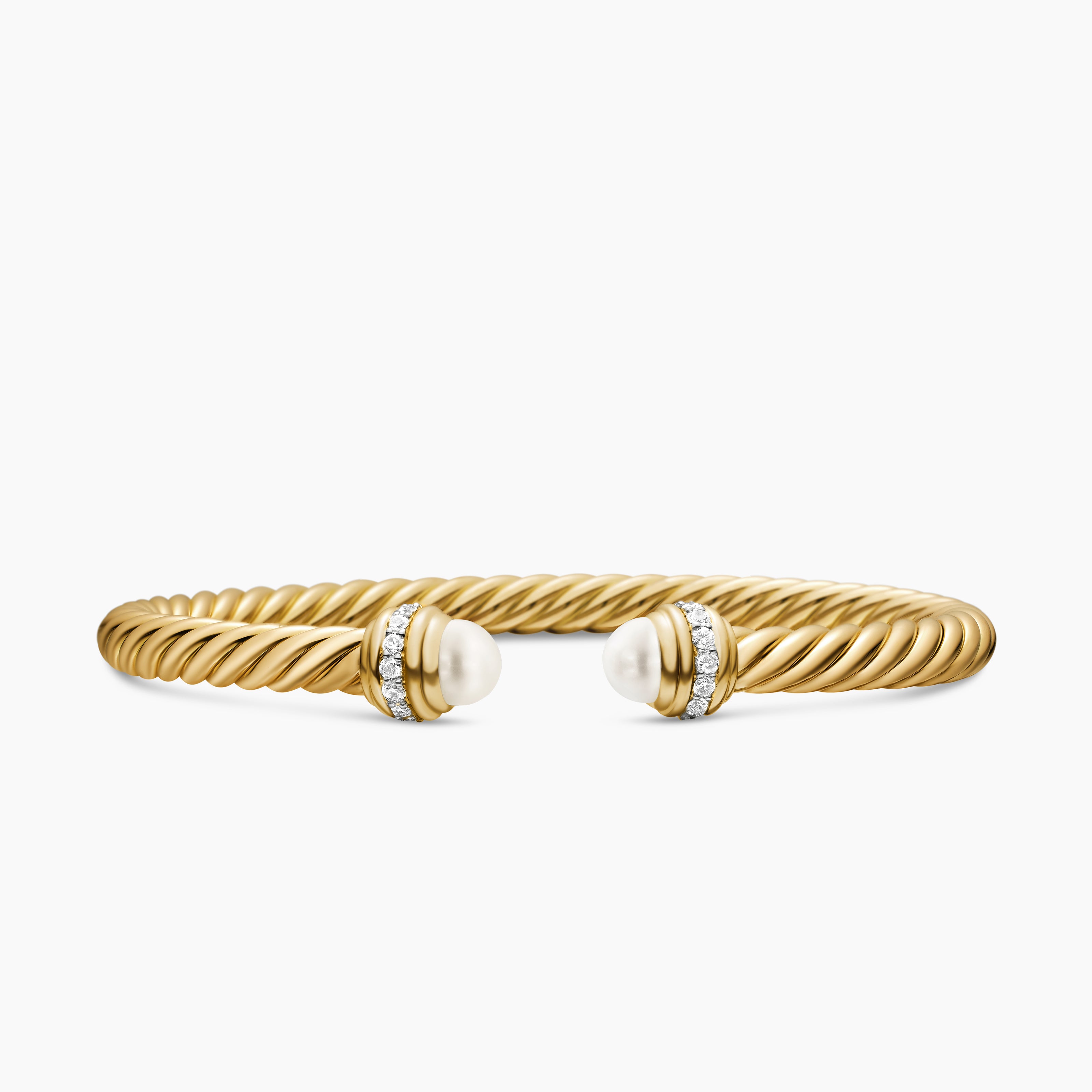 Womens Classic Cablespira Bracelet in 18ct Yellow Gold with Diamonds, 5mm