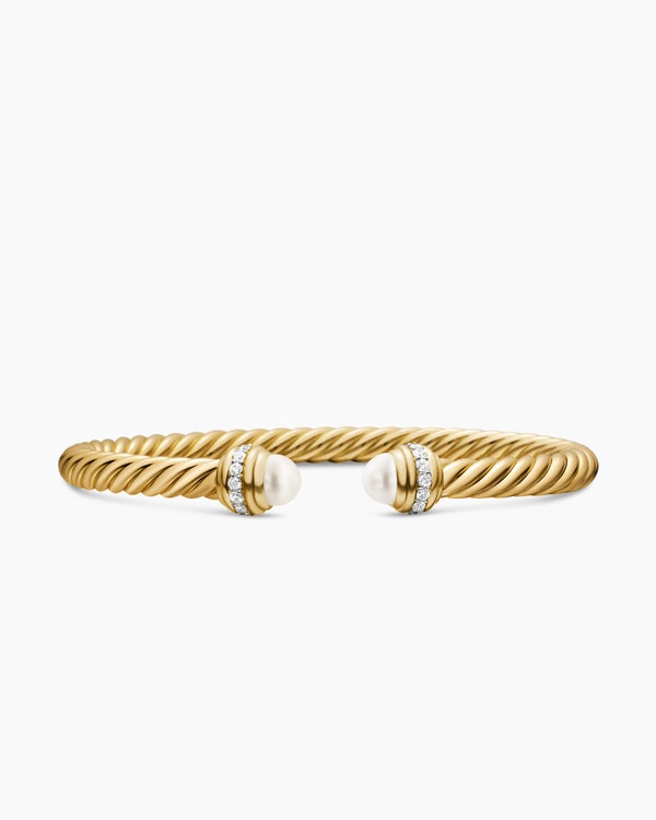 Classic Cablespira Bracelet in 18K Yellow Gold with Diamonds, 5mm