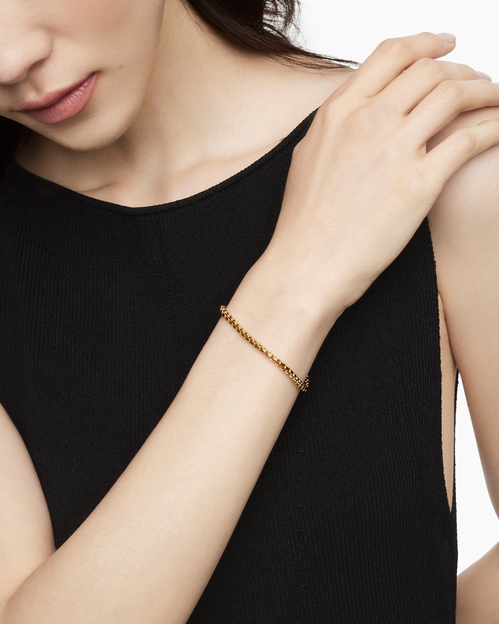 Bracelet Box Chain DY Bel Aire en or jaune 18 carats, 4 mm pour femmes