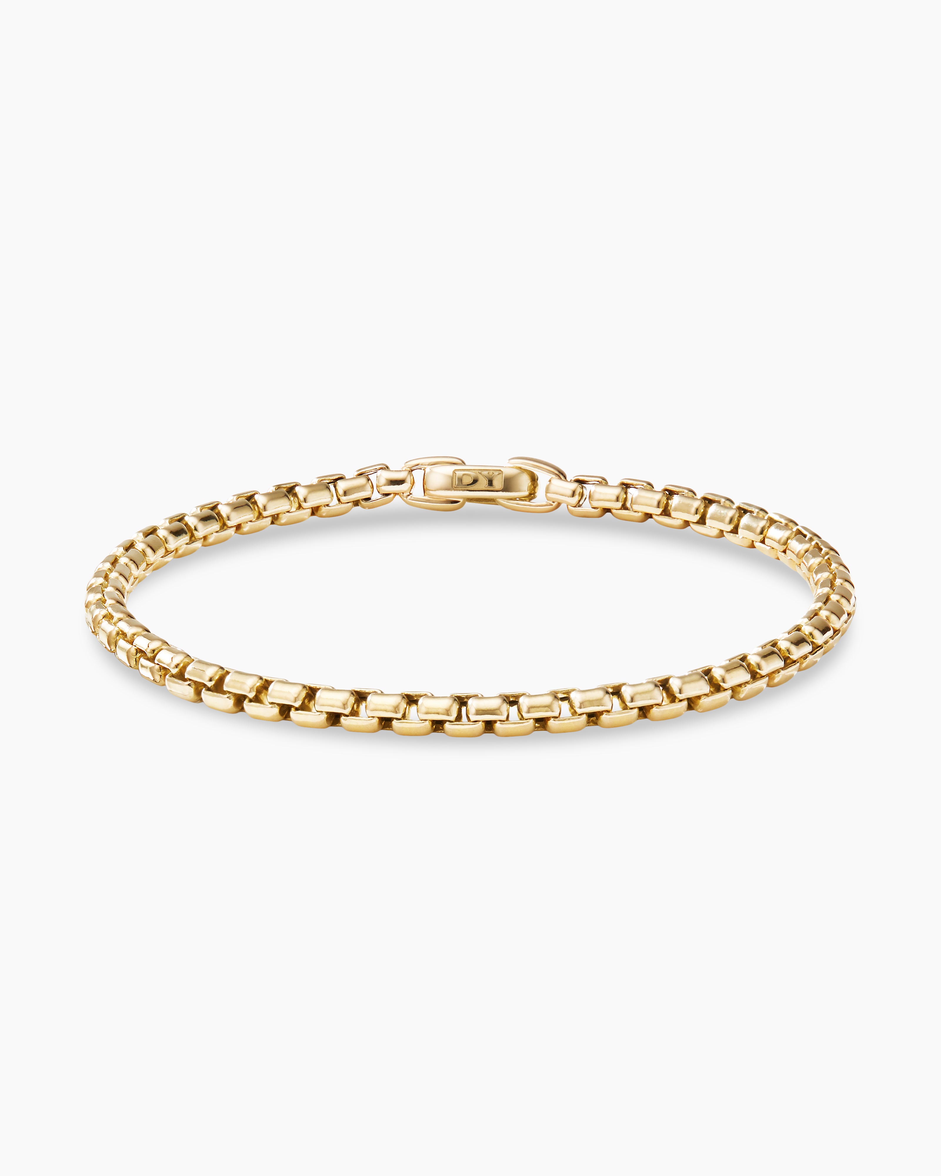 Rounded Box Link Chain Bracelet in 14K Gold - Yellow Gold