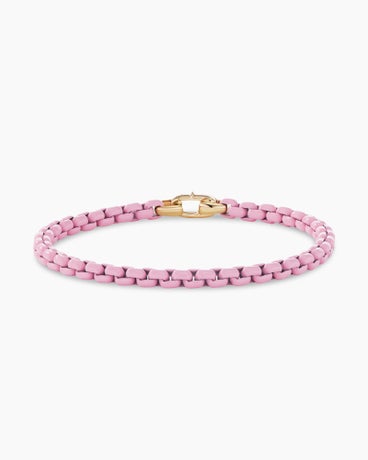 DY Bael Aire Colour Box Chain Bracelet in Blush Acrylic with 14K Yellow Gold Accent, 4mm
