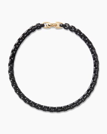 DY Bael Aire Colour Box Chain Bracelet in Black Acrylic with 14K Yellow Gold Accent, 4mm