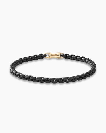 DY Bel Aire Color Box Chain Bracelet in Black Acrylic with 14K Yellow Gold Accent, 4mm