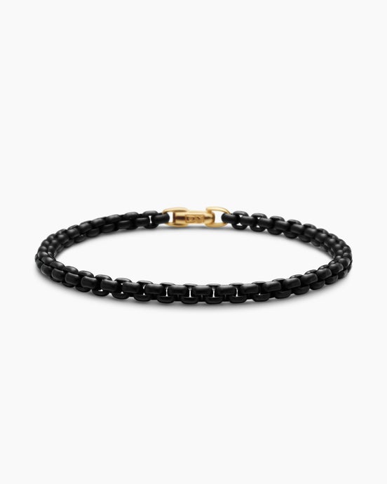 DY Bael Aire Colour Box Chain Bracelet in Black Acrylic with 14K Yellow Gold Accent, 4mm