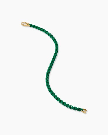 DY Bel Aire Color Box Chain Bracelet in Emerald Green Acrylic with 14K Yellow Gold Accent, 4mm