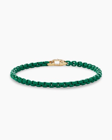 DY Bel Aire Color Box Chain Bracelet in Emerald Green Acrylic with 14K Yellow Gold Accent, 4mm