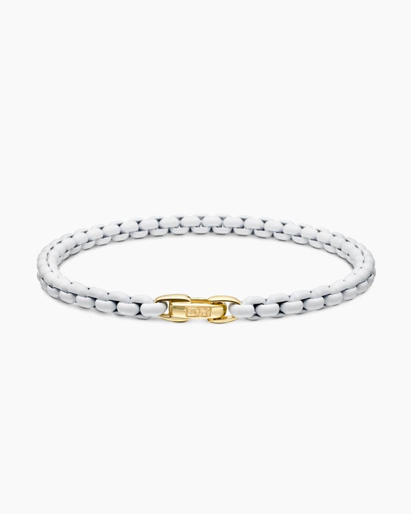DY Bel Aire Color Box Chain Bracelet in White Acrylic with 14K Yellow Gold Accent, 4mm
