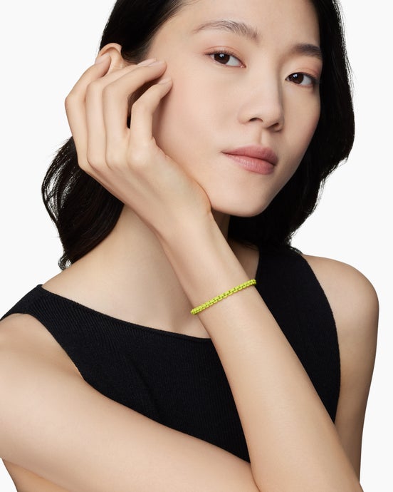 DY Bael Aire Colour Box Chain Bracelet in Yellow Acrylic with 14K Yellow Gold Accent, 4mm