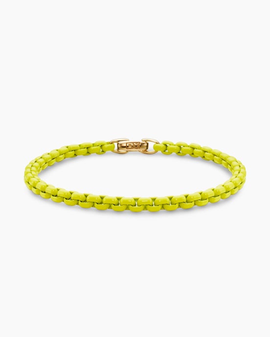 DY Bael Aire Colour Box Chain Bracelet in Yellow Acrylic with 14K Yellow Gold Accent, 4mm