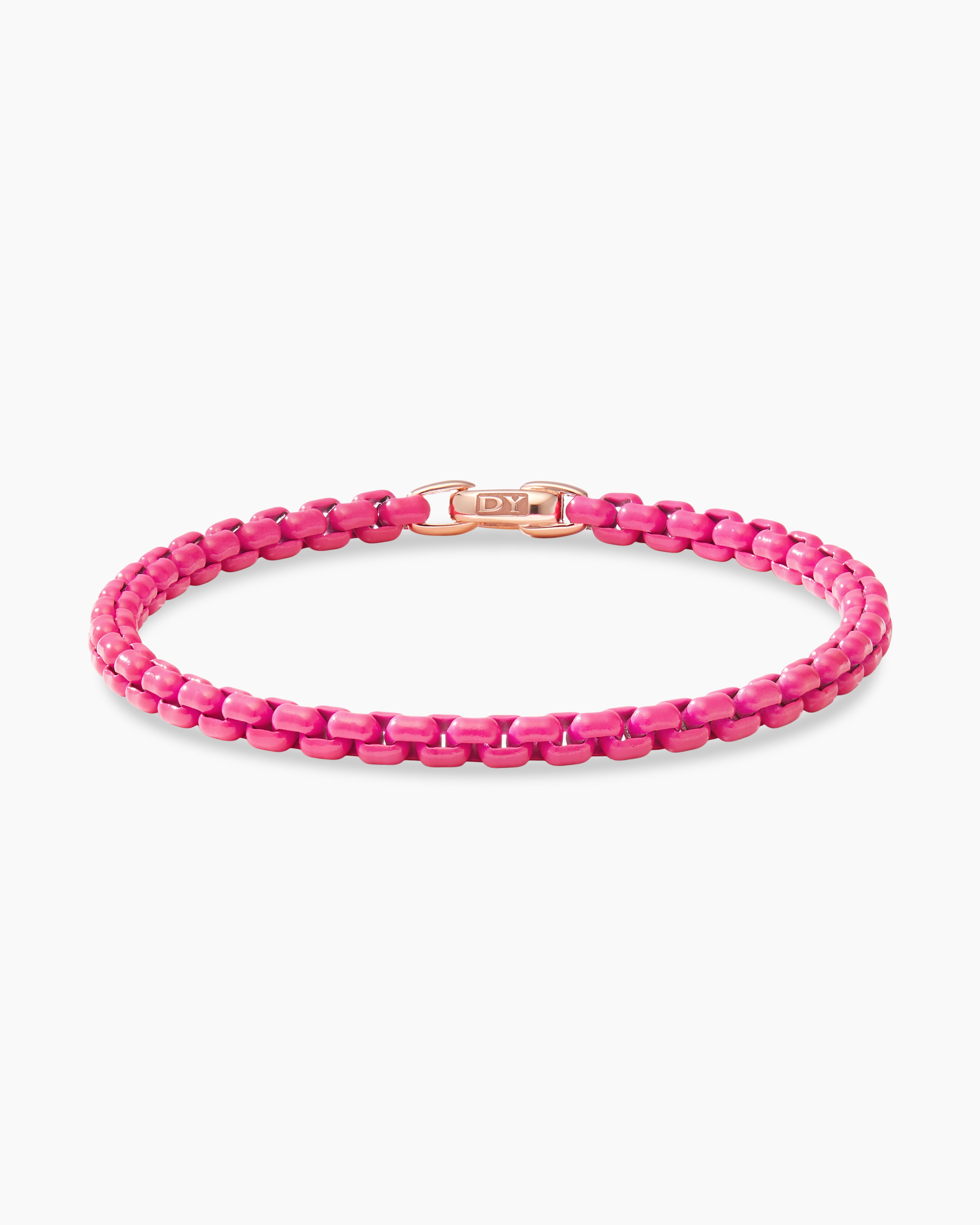 DY Bel Aire Color Box Chain Bracelet in Hot Pink Acrylic with 14K