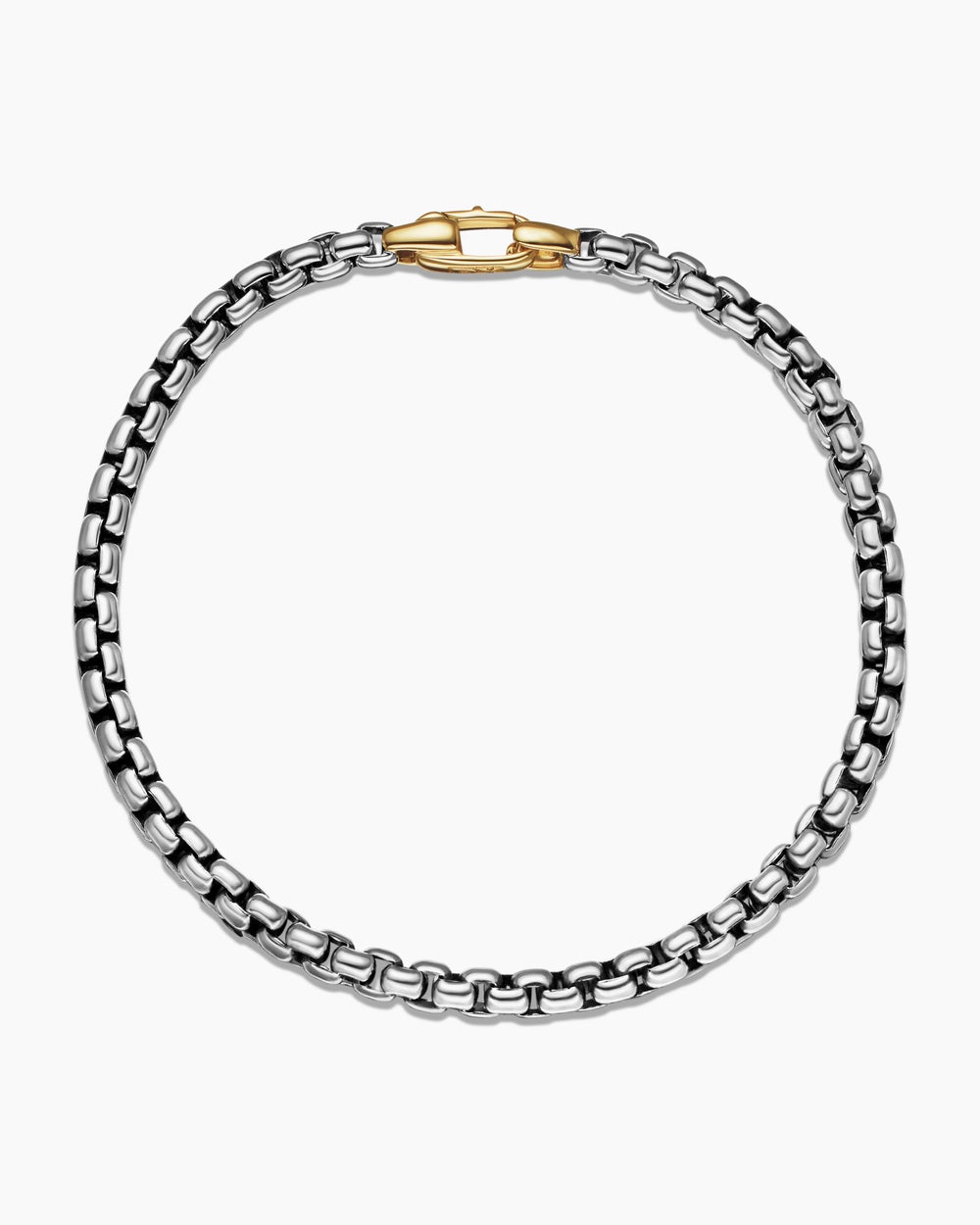 Womens DY Bel Aire Box Chain Bracelet in Sterling Silver with 14K Yellow Gold, 4mm
