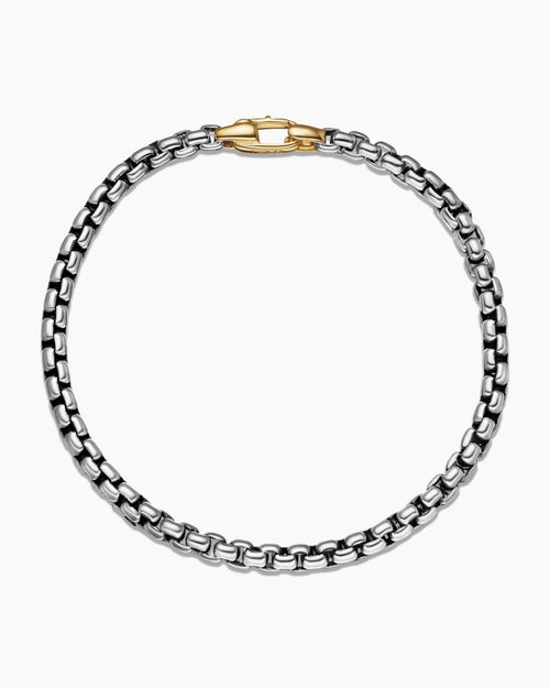 Womens DY Bel Aire Box Chain Bracelet in Sterling Silver with 14K Yellow Gold, 4mm