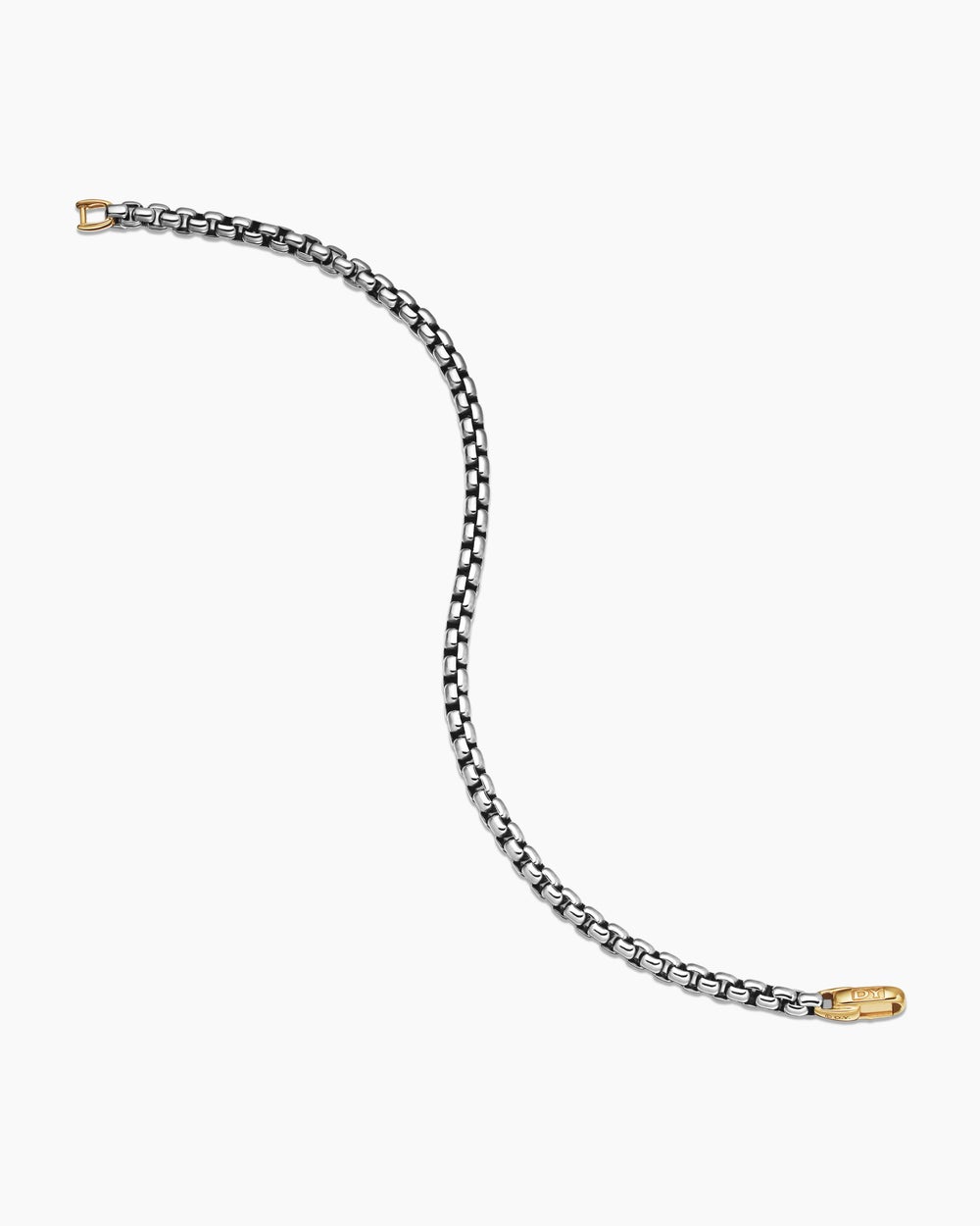 Womens DY Bel Aire Box Chain Bracelet in Sterling Silver with 14K Yellow Gold, 4mm