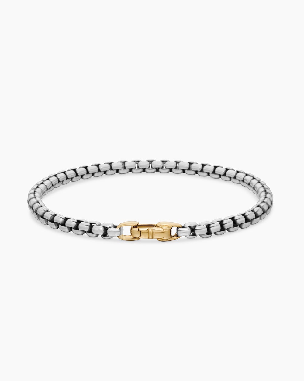 Womens DY Bel Aire Box Chain Bracelet in Sterling Silver with 14K Yellow Gold, 4mm