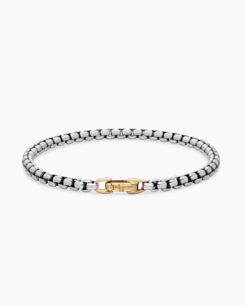 Womens DY Bel Aire Box Chain Bracelet in Sterling Silver with 14K Yellow Gold, 4mm