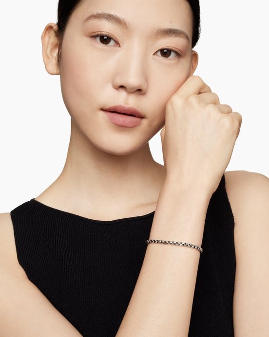 DY Bael Aire Box Chain Bracelet in Sterling Silver with 14K Yellow Gold, 4mm