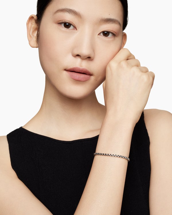DY Bel Aire Box Chain Bracelet in Sterling Silver with 14K Yellow Gold, 4mm