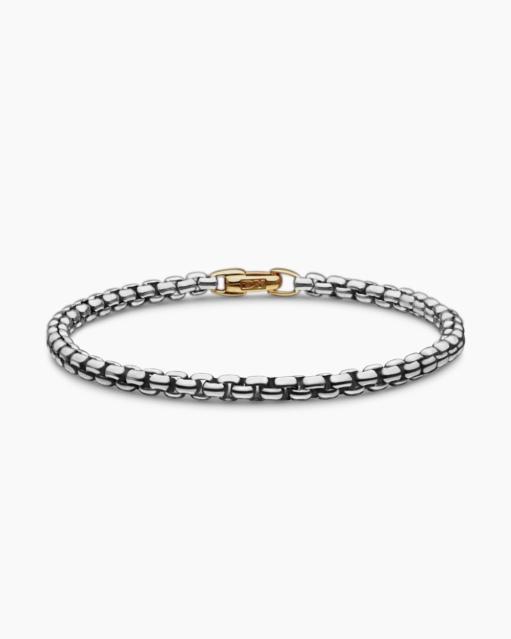 Womens DY Bel Aire Box Chain Bracelet in Sterling Silver with 14K Yellow Gold, 4mm