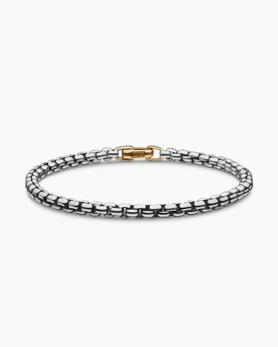 DY Bel Aire Box Chain Bracelet in Sterling Silver with 14ct Yellow Gold, 4mm
