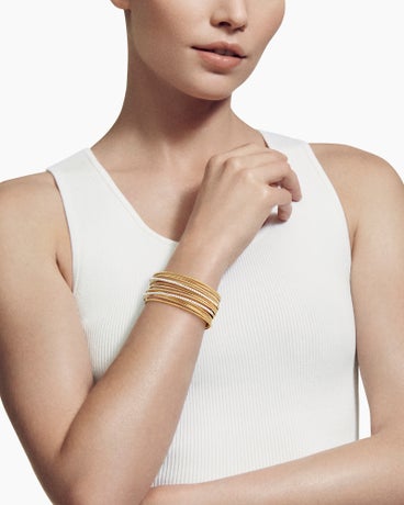 Crossover Cuff Bracelet in 18K Yellow Gold with Diamonds, 27.5mm