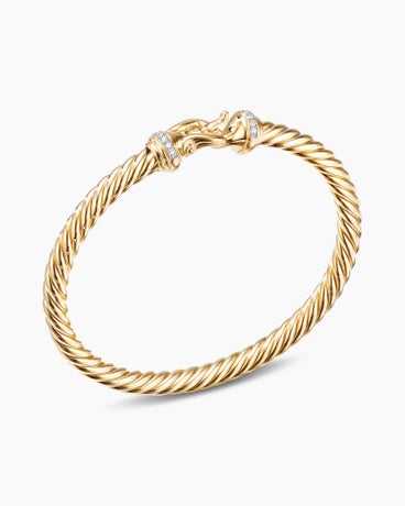 Buckle Cablespira® Bracelet in 18K Yellow Gold with Diamonds, 5mm