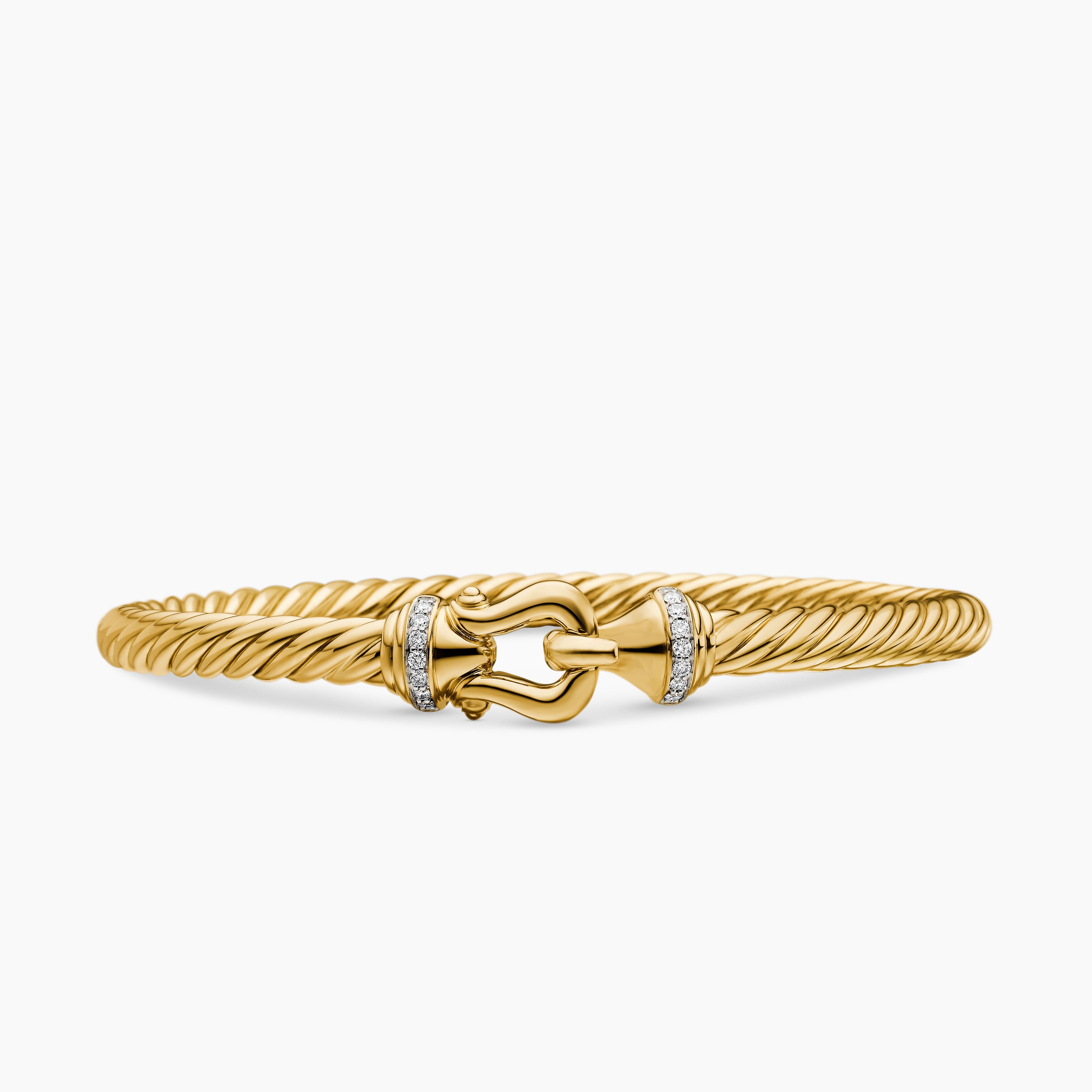Womens Buckle Cablespira Bracelet in 18ct Yellow Gold with Diamonds, 5mm