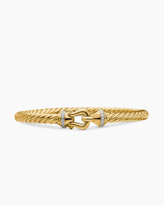 Buckle Cablespira® Bracelet in 18K Yellow Gold with Diamonds, 5mm