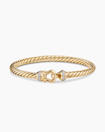 Buckle Cablespira® Bracelet in 18K Yellow Gold with Diamonds, 5mm