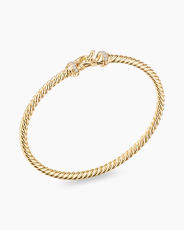 Buckle Cablespira® Bracelet in 18K Yellow Gold with Diamonds, 3.5mm