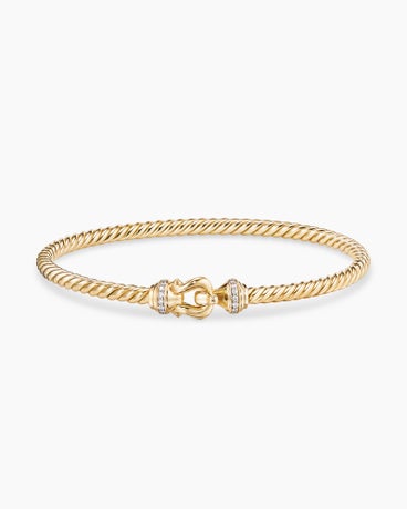 Buckle Cablespira® Bracelet in 18K Yellow Gold with Diamonds, 3.5mm