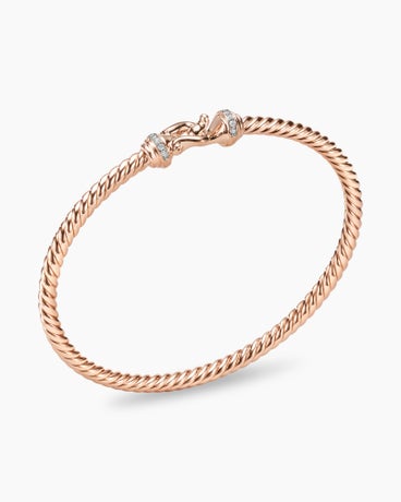Buckle Cablespira® Bracelet in 18K Rose Gold with Diamonds, 3.5mm
