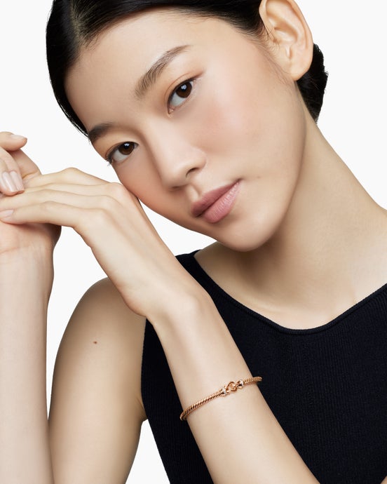 Buckle Cablespira® Bracelet in 18ct Rose Gold with Diamonds, 3.5mm