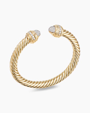 Classic Cablespira® Bracelet in 18K Yellow Gold with Diamonds, 7mm