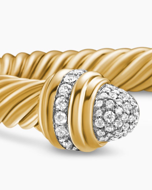 Womens Classic Cablespira Bracelet in 18K Yellow Gold with Diamonds, 7mm