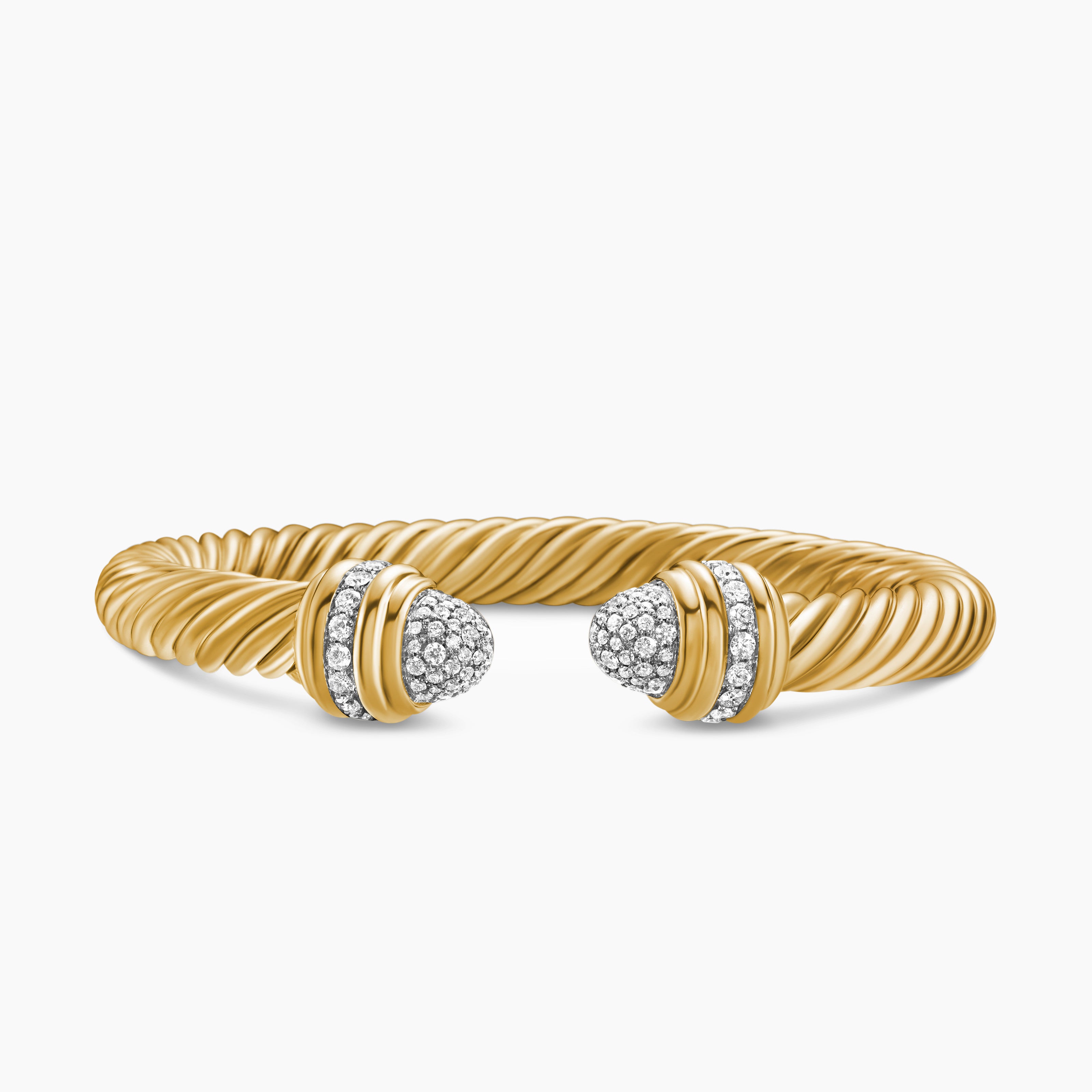 Womens Classic Cablespira&reg; Bracelet in 18K Yellow Gold with Diamonds, 7mm